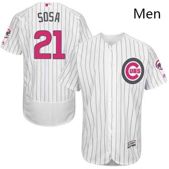 Mens Majestic Chicago Cubs 21 Sammy Sosa Authentic White 2016 Mothers Day Fashion Flex Base MLB Jersey